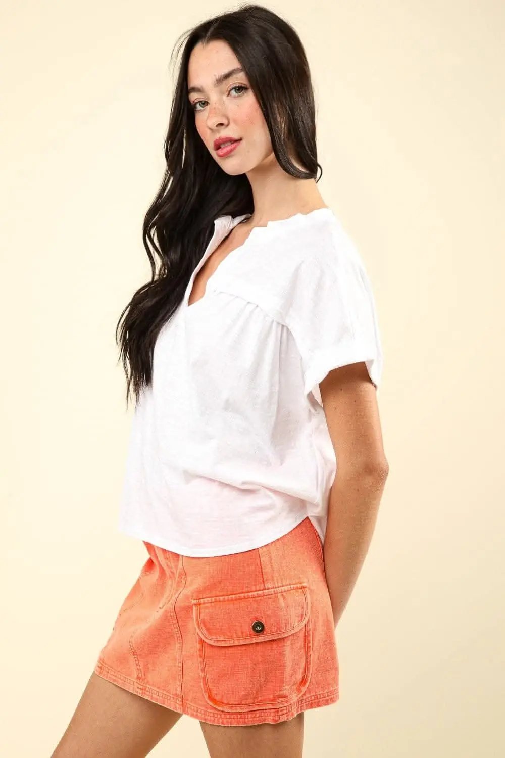 Chic and comfy washed short sleeve tee by VERY J - Love Salve